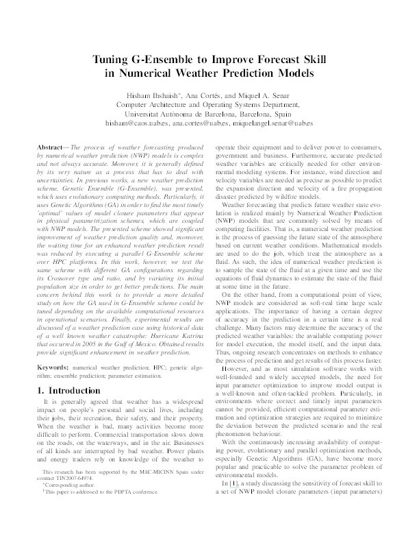 Tuning G-ensemble to improve forecast skill in numerical weather prediction models Thumbnail