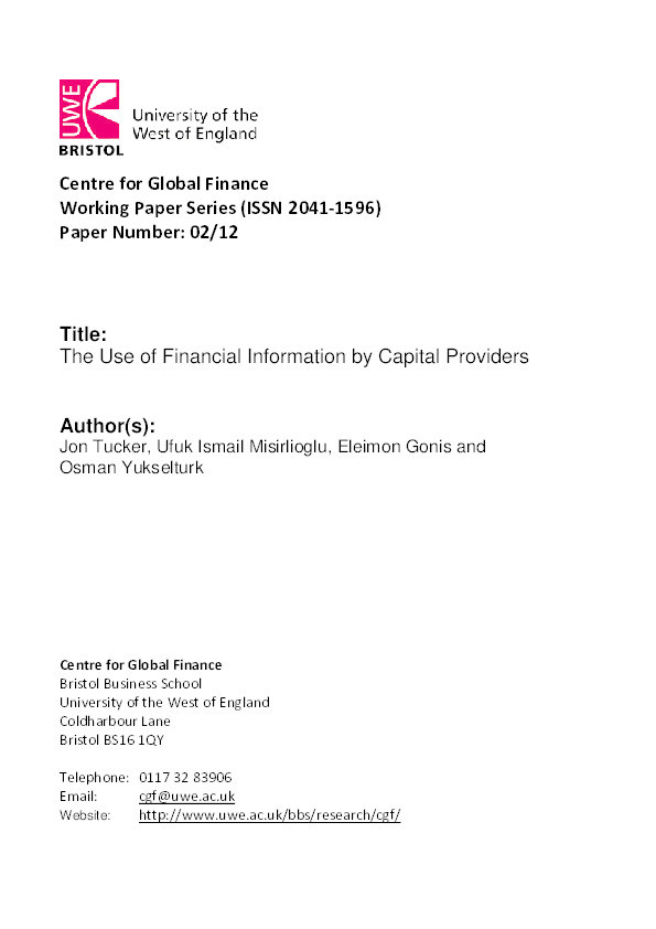 The use of financial information by capital providers Thumbnail