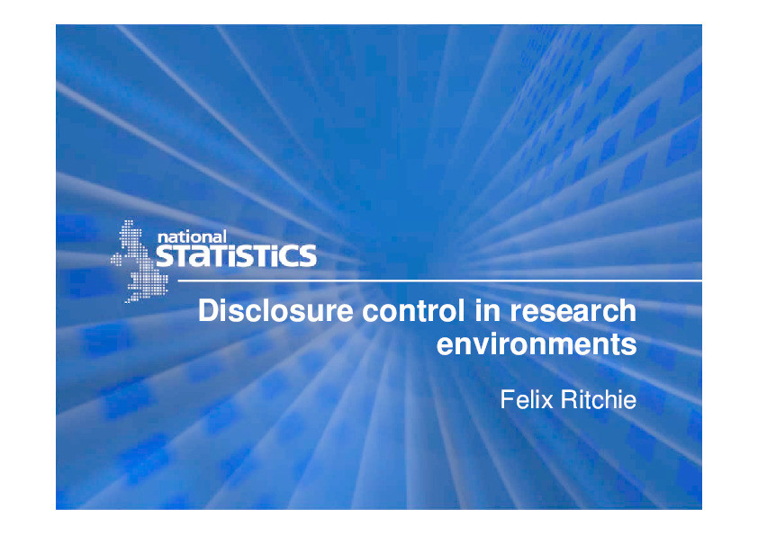 Statistical disclosure control in a research environment Thumbnail