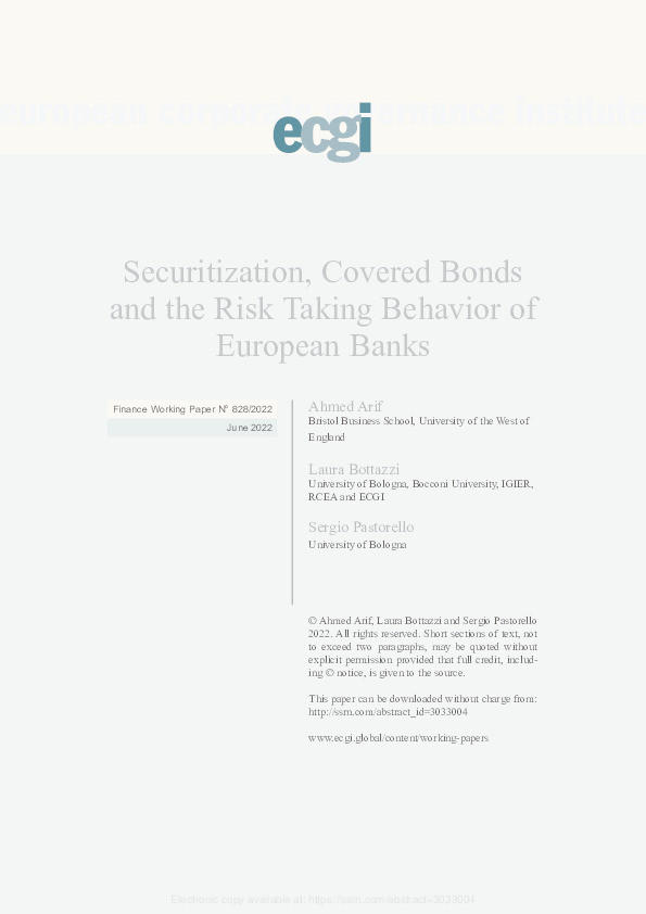 Securitization, covered bonds and the risk taking behavior of European banks Thumbnail