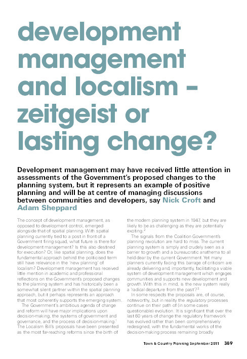 Development management and localism: Zeitgeist or lasting change? Thumbnail