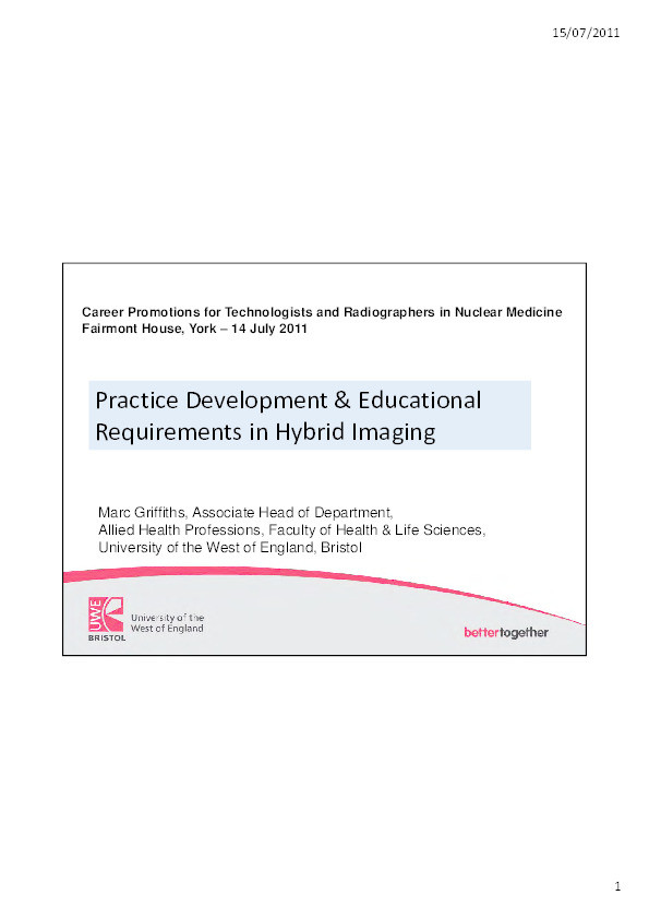 Practice developments and educational requirements in hybrid imaging Thumbnail