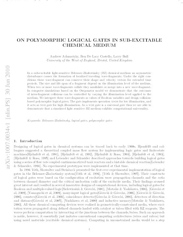 On polymorphic logical gates in subexcitable chemical medium Thumbnail