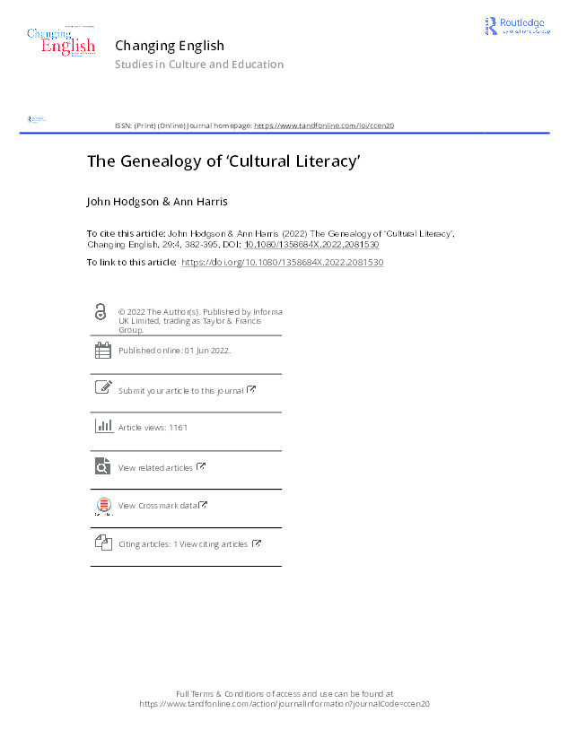 The genealogy of 'cultural literacy' Thumbnail