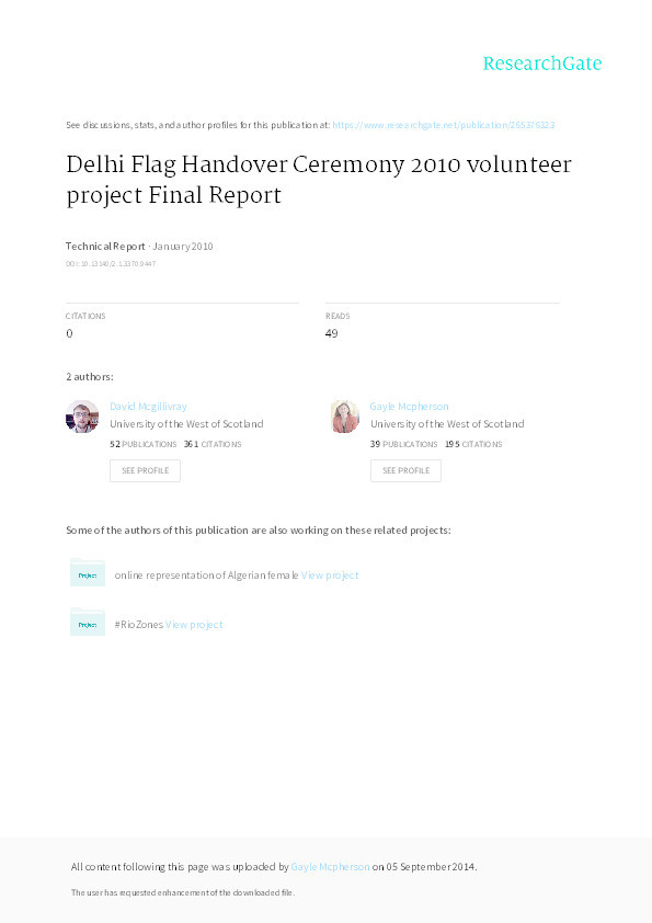 Delhi Flag Handover Ceremony 2010 volunteer project Thumbnail