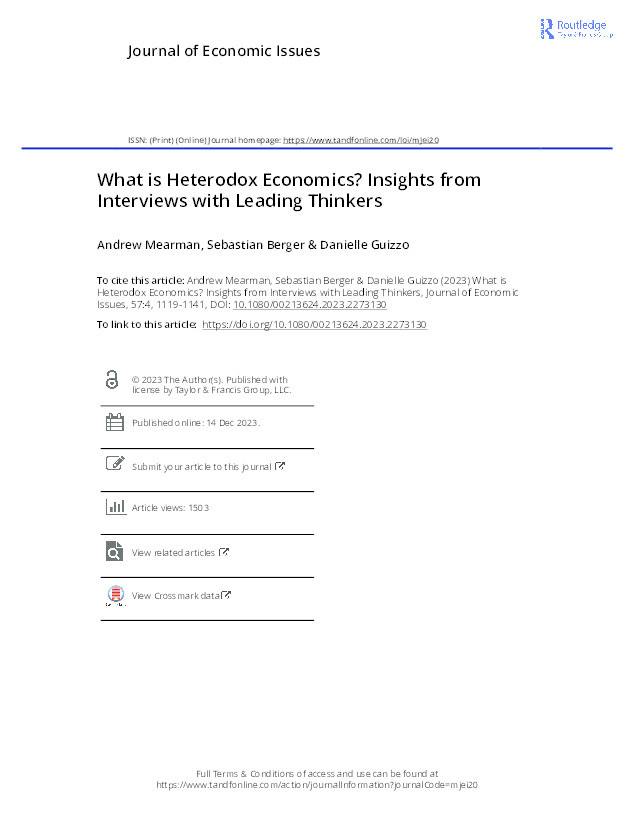 What is heterodox economics? Insights from interviews with leading thinkers Thumbnail