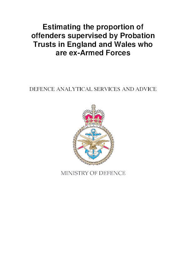 Estimating the proportion of offenders supervised by probation trusts in England and Wales who are ex-Armed Forces Thumbnail
