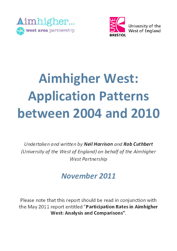 Participation rates in Aimhigher West: analysis and comparisons Thumbnail