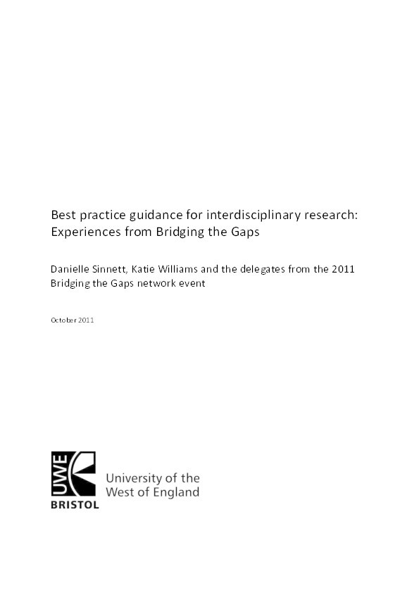 Best practice guidance for interdisciplinary research: Experiences from Bridging the Gaps Thumbnail