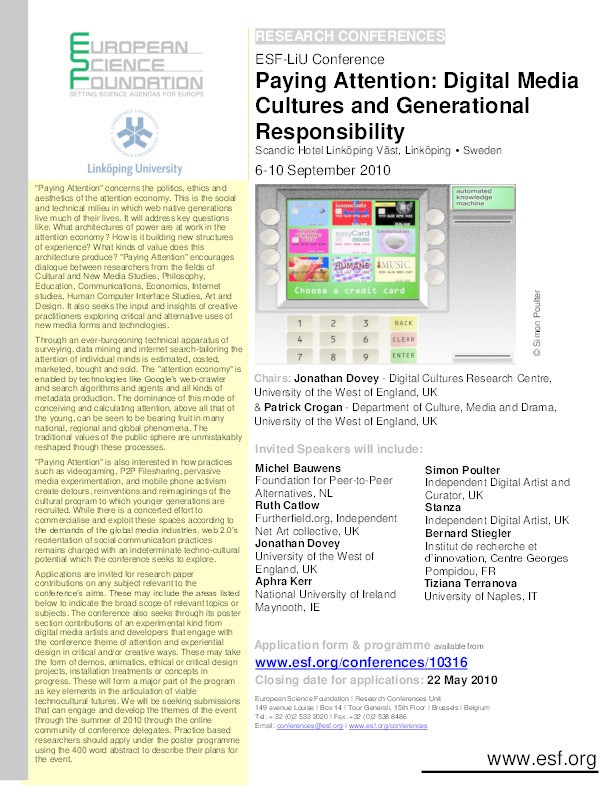 Chairs for Paying attention: digital media cultures and generational responsibility Thumbnail