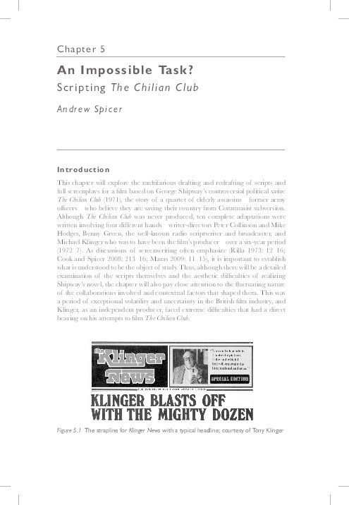 An impossible task? Scripting 'The Chilian Club' Thumbnail