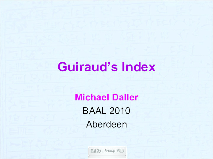 Guiraud’s index of lexical richness Thumbnail