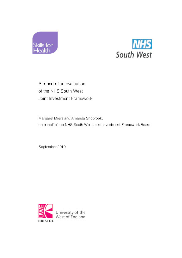 A report of an evaluation of the NHS South West joint investment framework Thumbnail