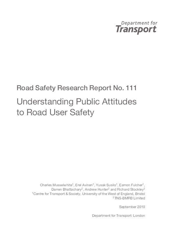 Understanding public attitudes to road user safety: final report. Road safety research report no. 111 Thumbnail