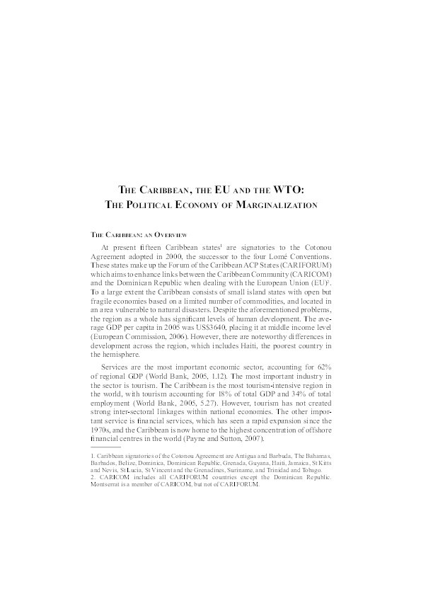 The Caribbean, the EU, and the WTO: The political economy of marginalization Thumbnail