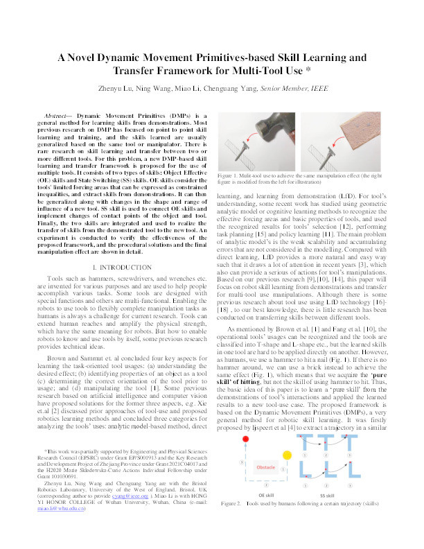 A novel dynamic movement primitives-based skill learning and transfer framework for multi-tool use Thumbnail