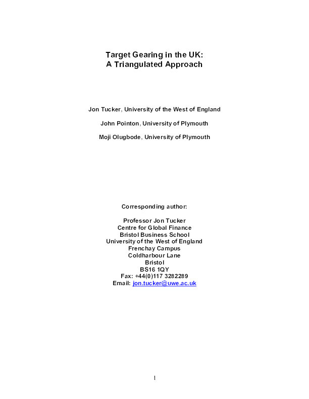 Target gearing in the UK: A triangulated approach Thumbnail