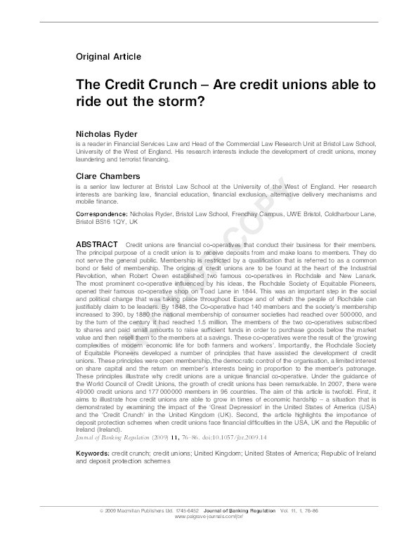 The credit crunch - Are credit unions able to ride out the storm? Thumbnail