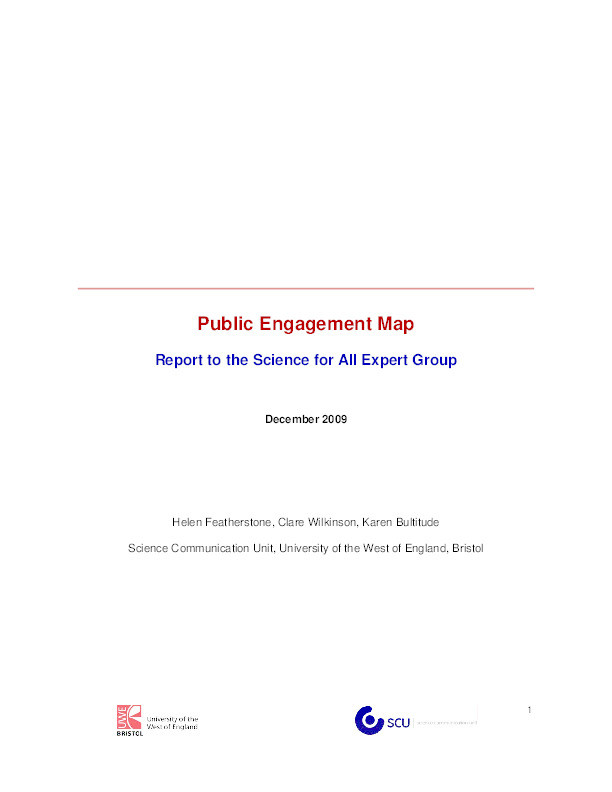Public engagement map: report to the Science for All Expert Group Thumbnail