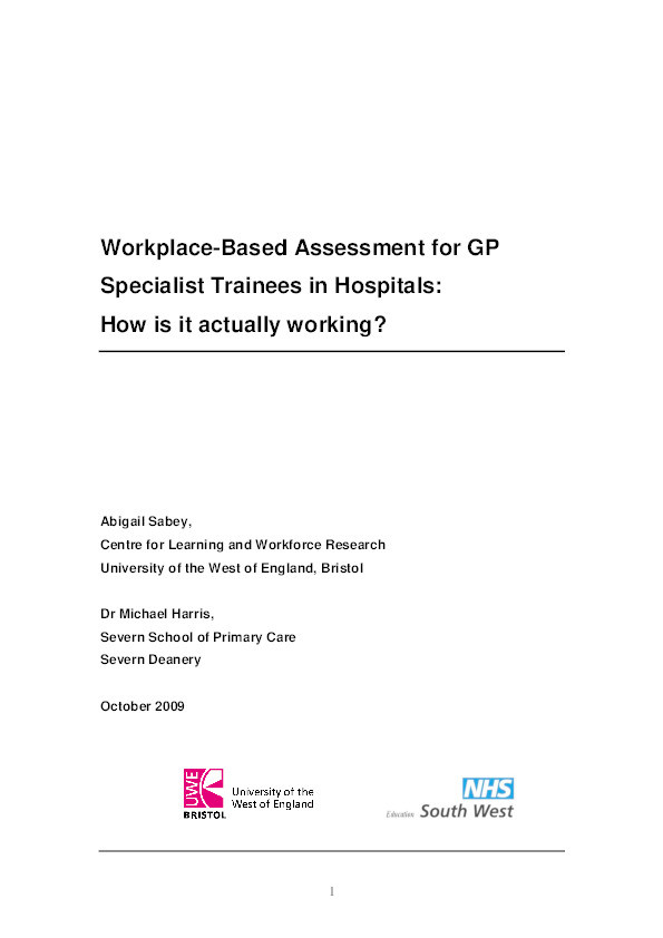 Workplace-based assessment for GP specialist trainees in hospitals: How is it actually working? Thumbnail
