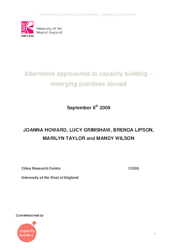 Alternative approaches to capacity building – emerging practices abroad Thumbnail