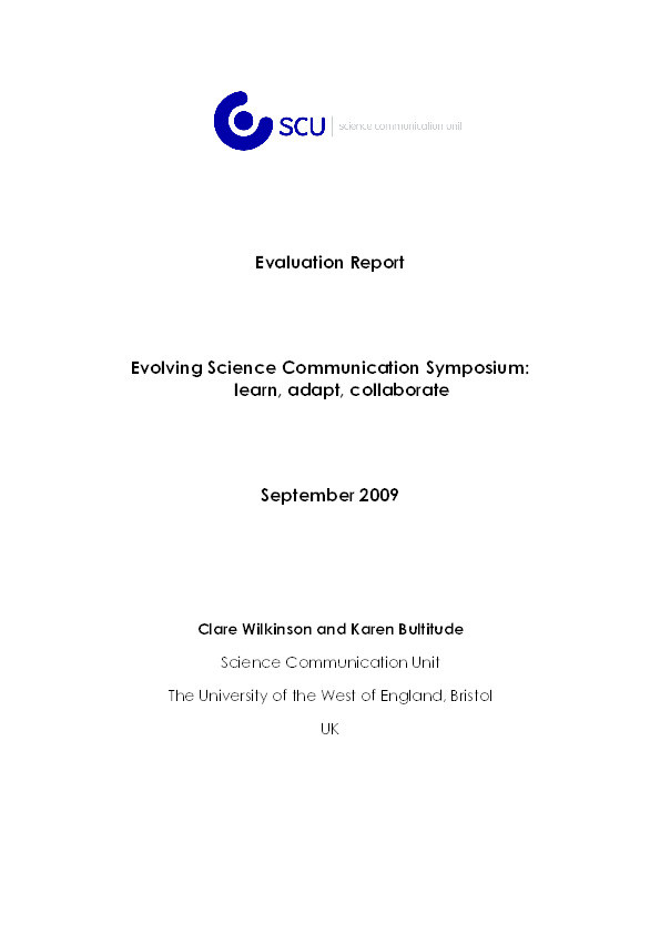 Evaluation report: evolving science communication symposium: learn, adapt, collaborate Thumbnail