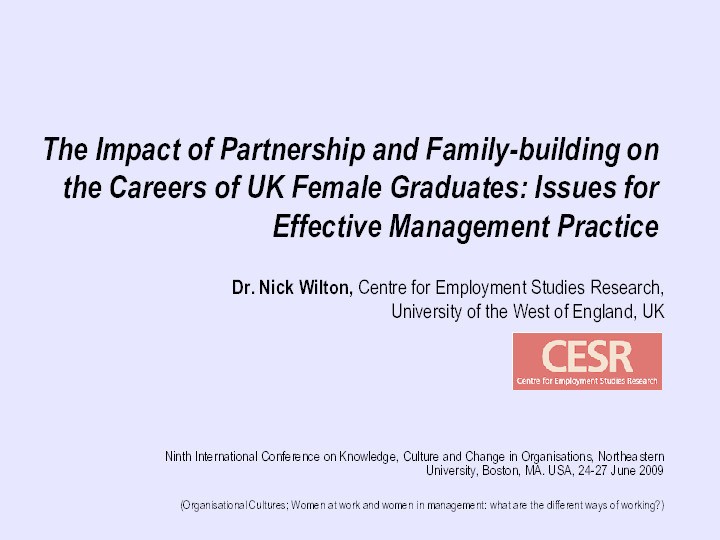 The impact of partnership and family-building on the careers of highly-qualified women: issues for effective management practice Thumbnail