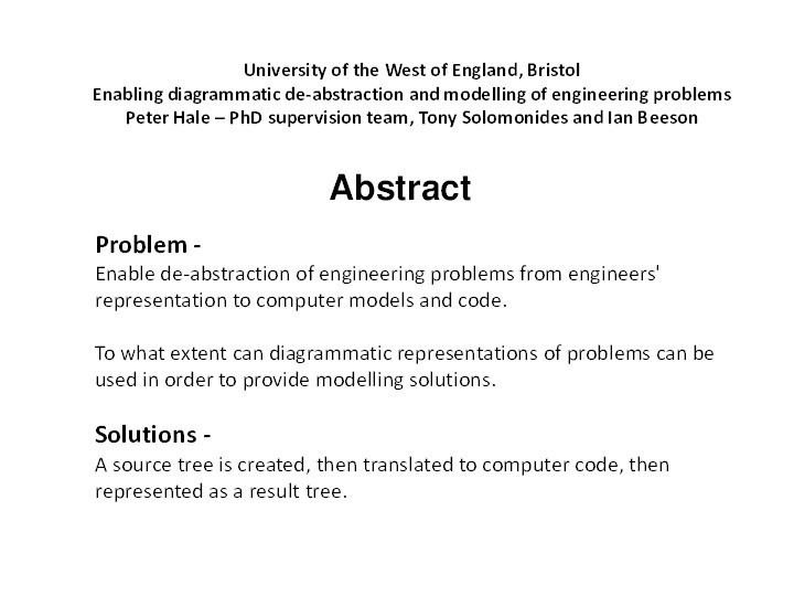 Enabling diagrammatic de-abstraction and modelling of engineering problems Thumbnail