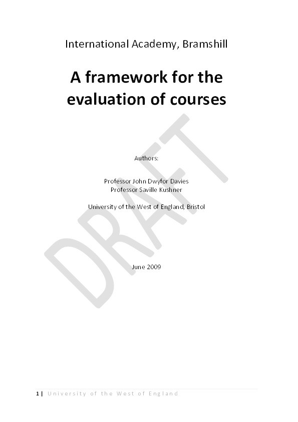 A framework for the evaluation of courses. International Police Academy, Bramshill Thumbnail