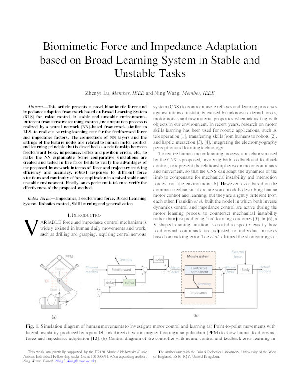 Biomimetic force and impedance adaptation based on broad learning system in stable and unstable tasks: Creating an incremental and explainable neural network with functional linkage Thumbnail