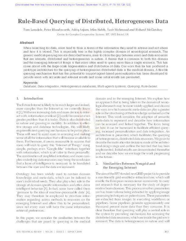 Rule-based querying of distributed, heterogeneous data Thumbnail